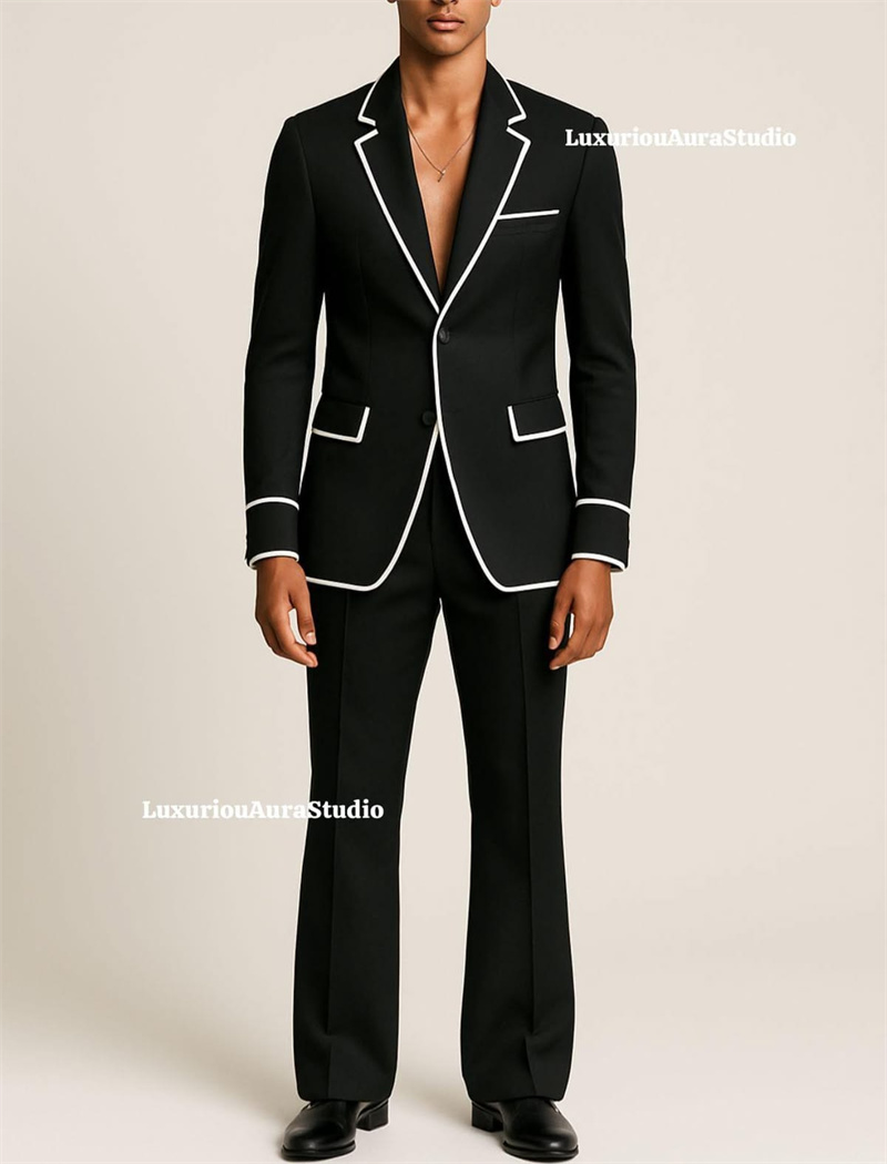 Men Formal Wear Office - طقم بدلة رجالي أسود مصمم من