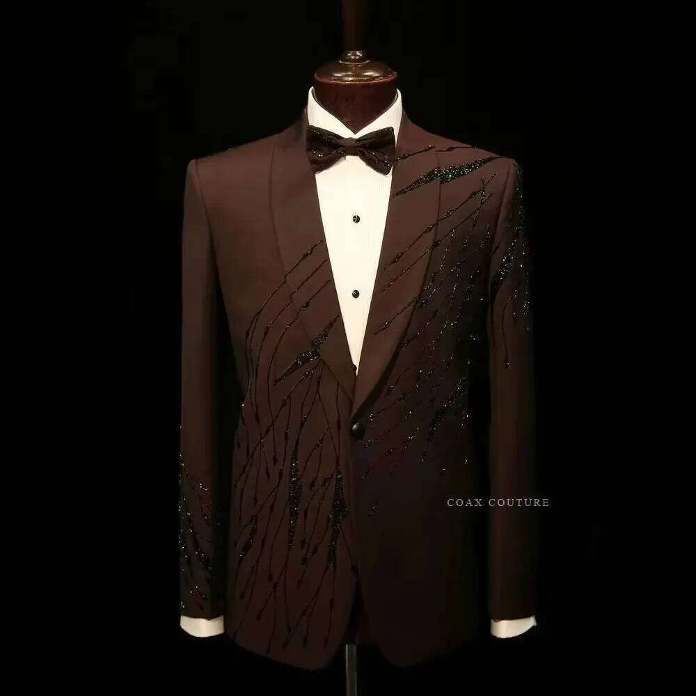 High End Men'S Formal Wear - بدلة رجالية رسمية فاخرة باللون البني