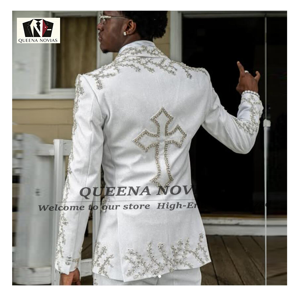 High End Men'S Formal Wear - بدلات توكسيدو للعريس مزينة بالخرز والأحجار،