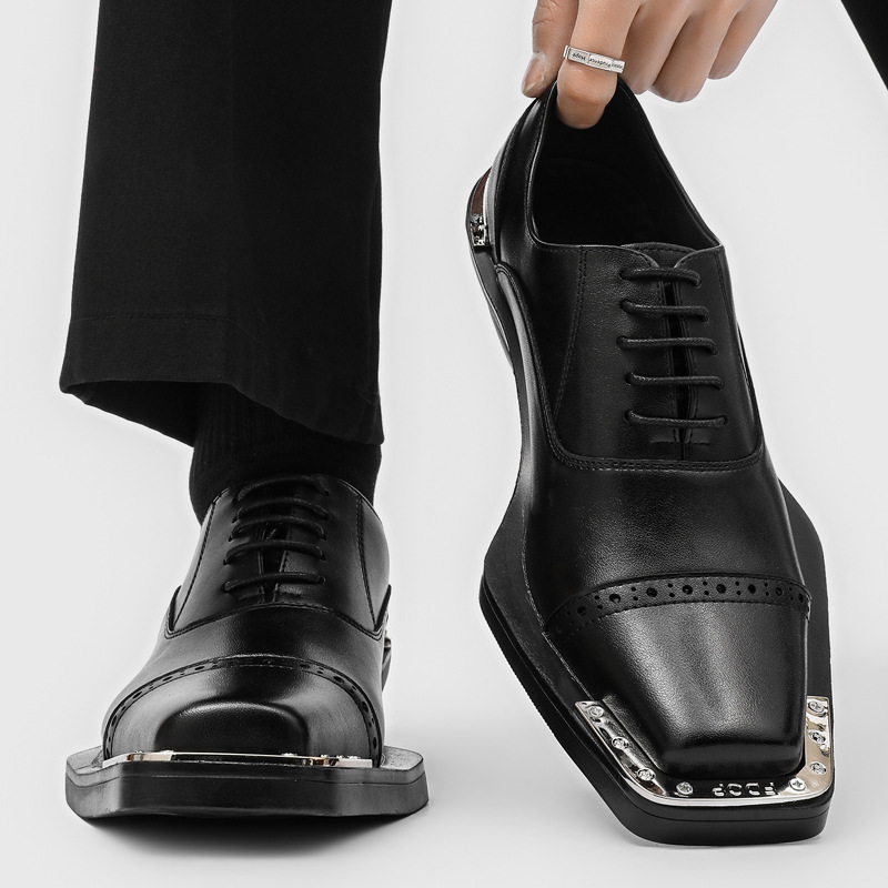 Men Formal Wear Look - أحذية رجالية جلدية - طراز بريطاني