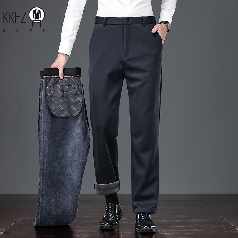 Men'S Formal Wear In Winter - بنطلون رسمي رجالي نحيف ودافئ، مقاوم