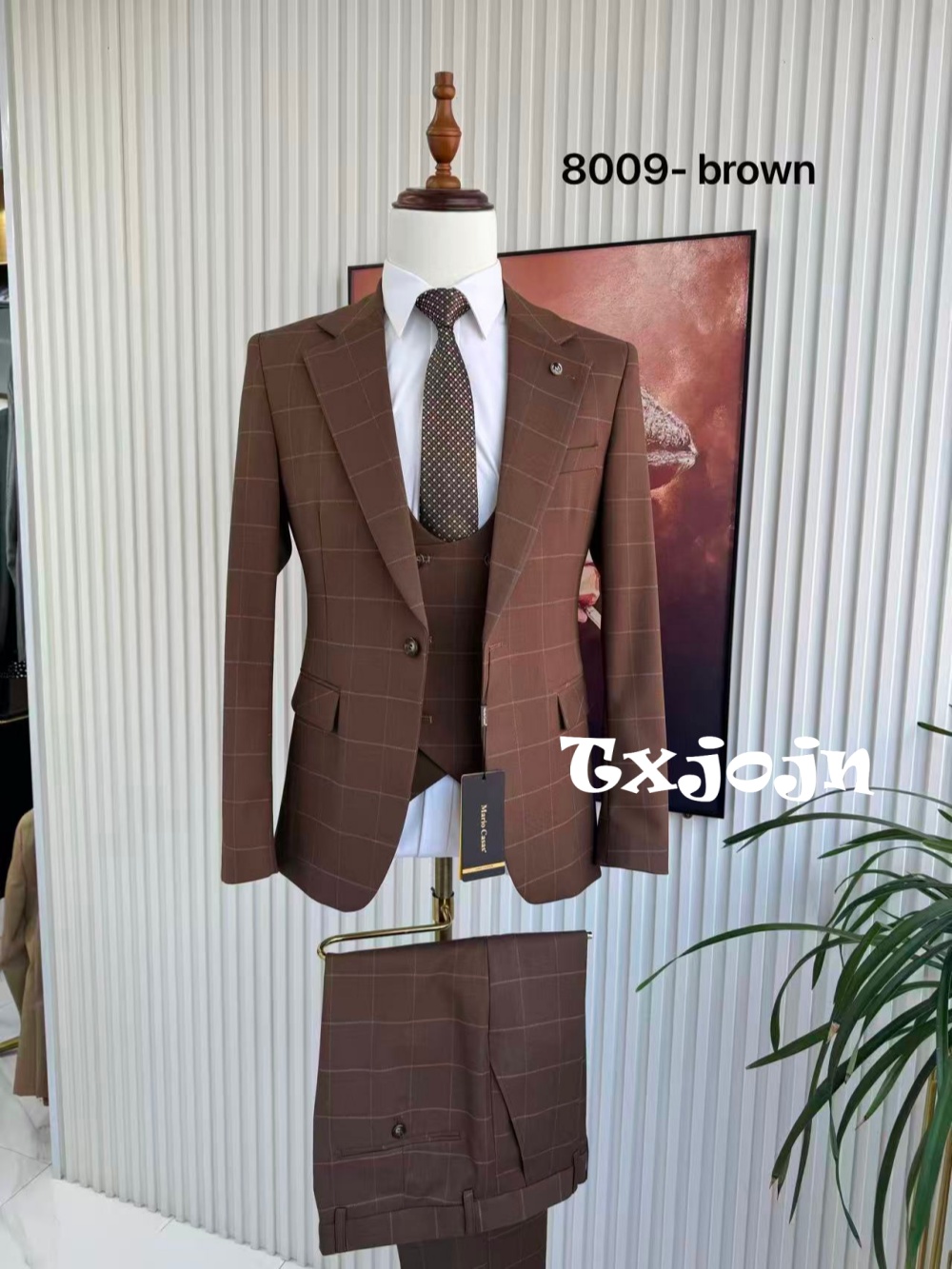 بدلة رجالية مخططة من 3 قطع (جا - مراجعة Men Formal Wear Office وسعره