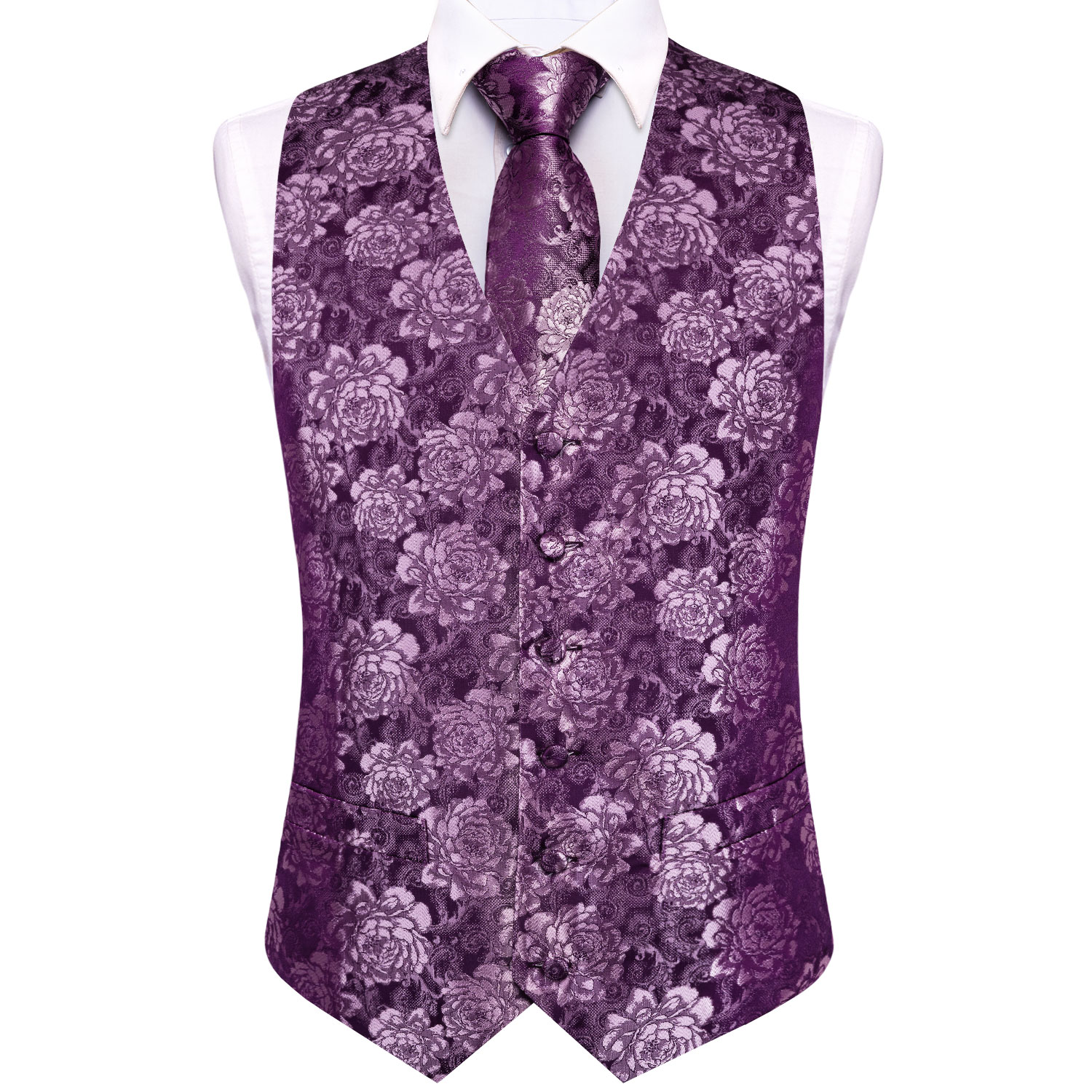 طقم صدرية رجالي بنفسجي بنقشة و - مراجعة Pocket Square Set وسعره