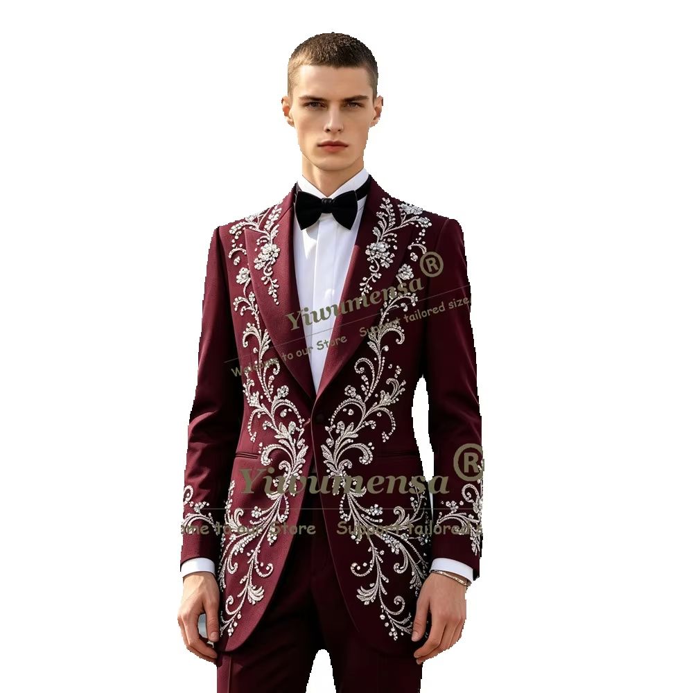 بدلات رجالية فاخرة مزينة بالكر - مراجعة Men'S Formal Dinner Wear وسعره