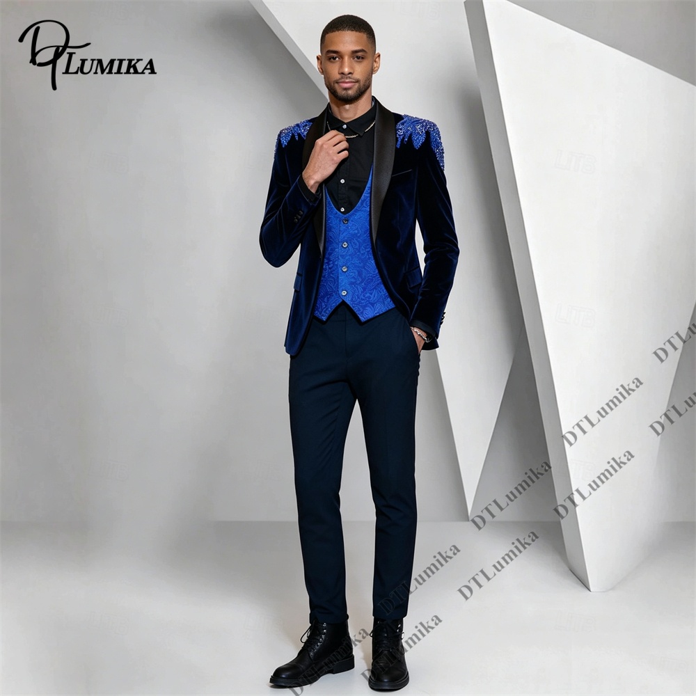 بدلة رجالية من ثلاث قطع من الم - مراجعة Men Formal Wear Office وسعره